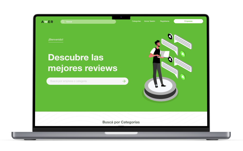 Mockup computadora con la home de Awer Reviews